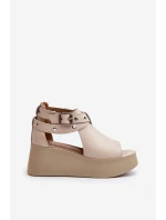 Zazoo 1732 Kožené sandály na klíně Beige