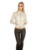 Sexy motorkářská bunda VK2 krémová - Koucla Sexy motorkářská bunda VK2 krémová - Koucla