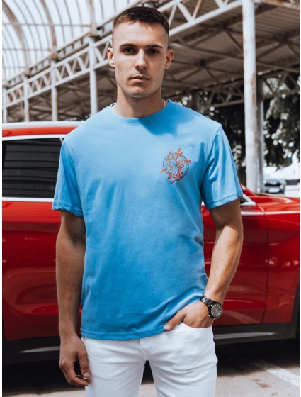 Pánské světle modré tričko s potiskem FashionStreet RX5492