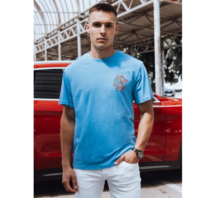 Pánské světle modré tričko s potiskem FashionStreet RX5492