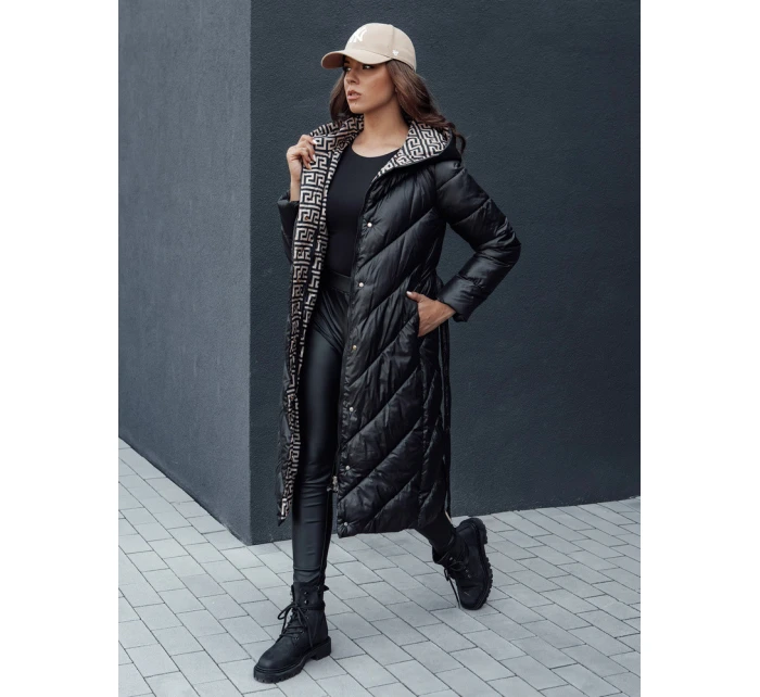 Dámský zimní prošívaný kabát s kapucí CELESTIE černý FashionStreet TY4513