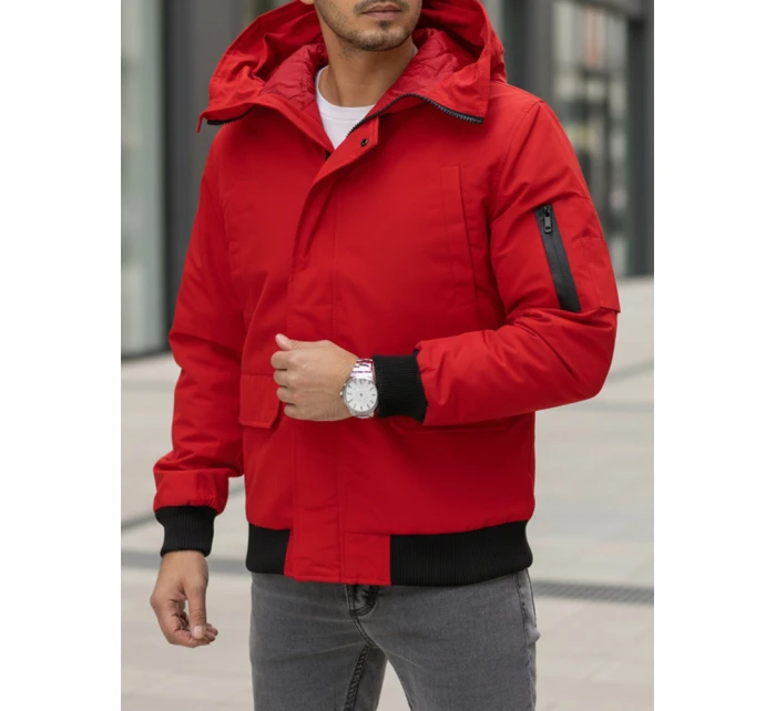 Pánská zimní bunda s kapucí červená FashionStreet TX4983