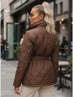 Dámská přechodná bunda s pruhem hnědá FashionStreet TY5586