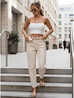 Dámské kalhoty v barvě ecru FashionStreet UY3089 Dámské kalhoty v barvě ecru FashionStreet UY3089
