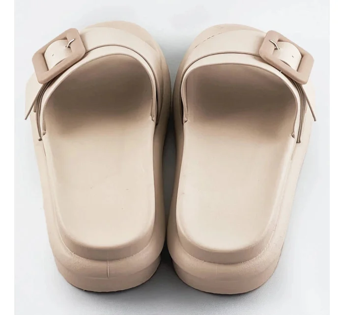 Béžové dámské pantofle s přezkou (XA136) Béžové dámské pantofle s přezkou (XA136)