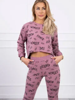 Sada s nápisy tmavě růžová