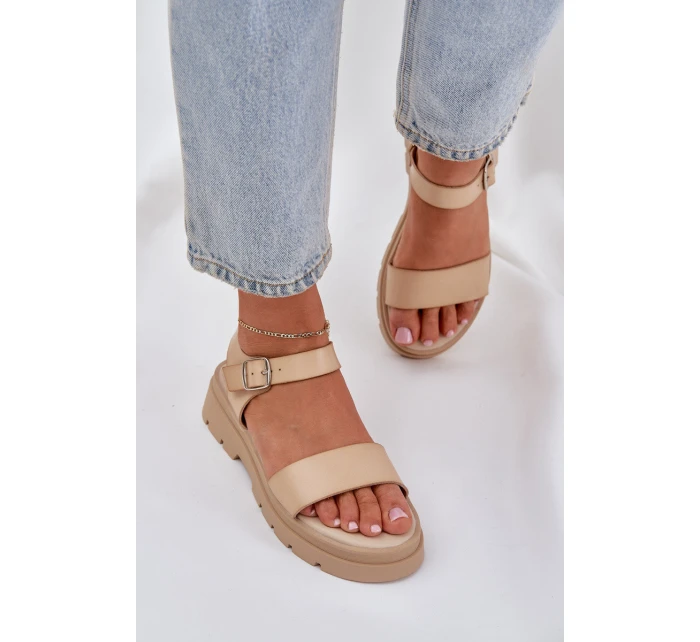 Dámské Sandály Na Platformě Béžové model 21684403 - Boto Dámské Sandály Na Platformě Béžové model 21684403 - Boto