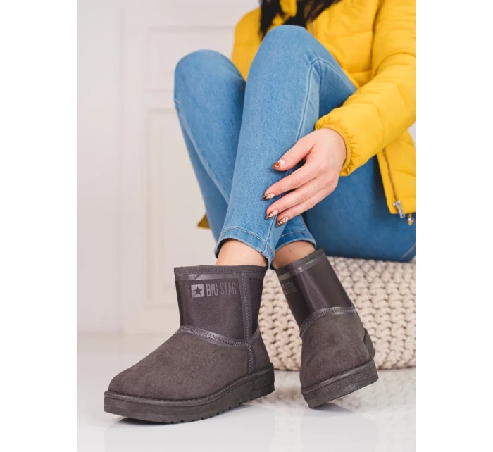 Designové  sněhule šedo-stříbrné dámské bez podpatku