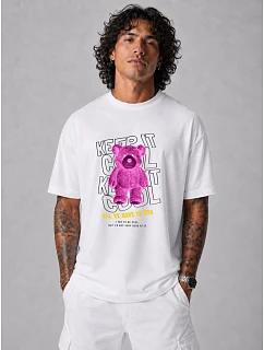 Koszulka męska oversize z nadrukiem biała model 22216163 - FashionStreet