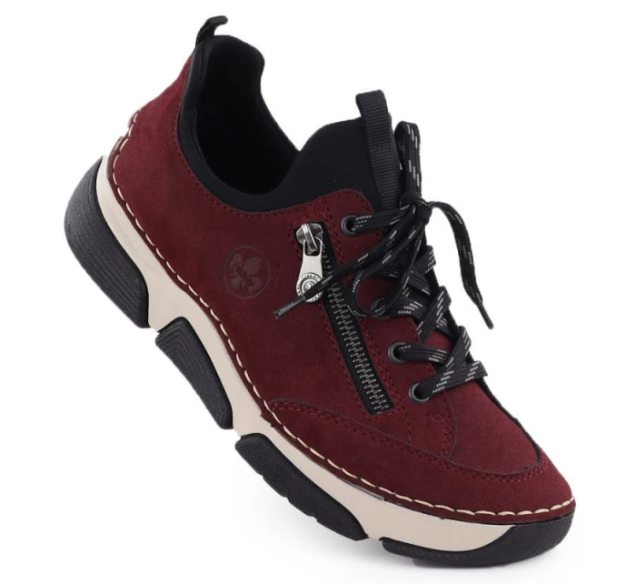 Pohodlné dámské polobotky bordó model 21905304 - Rieker Pohodlné dámské polobotky bordó model 21905304 - Rieker