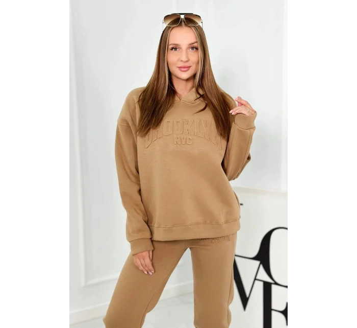 Izolovaná bavlněná souprava, mikina + kalhotami Brooklyn Velbloud