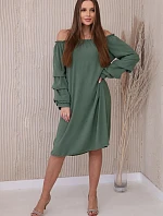 Španělské šaty s ozdobnými rukávy khaki