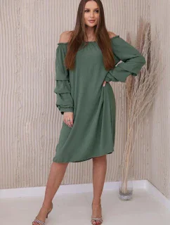 Španělské šaty s ozdobnými rukávy khaki