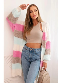 Dámský kardigan s vlnou v  ecru model 21264658 - K-Fashion