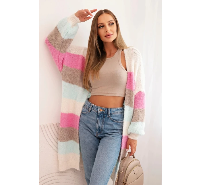 Dámský kardigan s vlnou v  ecru model 21264658 - K-Fashion