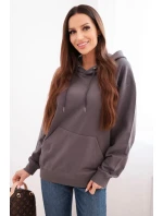 Dámská mikina s kapucí a z bavlny grafitová model 21494981 - K-Fashion