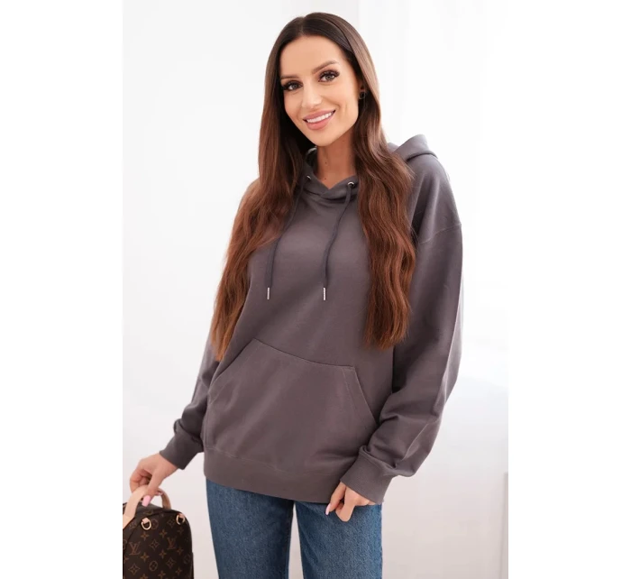 Dámská mikina s kapucí a z bavlny grafitová model 21494981 - K-Fashion