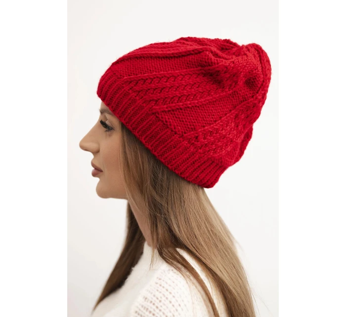 Dámská zimní čepice z vlny model 21750362 červená - K-Fashion