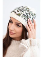 Dámská zimní vlněná čepice s ozdobnými krystalky K399 černá