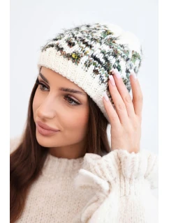 Dámská zimní vlněná čepice s ozdobnými krystalky K399 černá