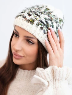 Dámská zimní vlněná čepice s ozdobnými krystalky K399 černá