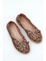 Ploché baleríny z přírodní kůže leopardí model 21686530 hnědé - Zazoo