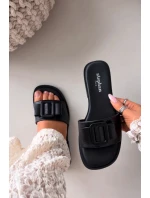 Dámské pantofle na ploché podrážce s přezkou Černé model 21900557 - Boto Dámské pantofle na ploché podrážce s přezkou Černé model 21900557 - Boto