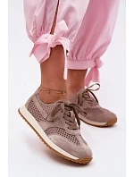 Dámské síťované tenisky z semiše tmavě béžové Gelina