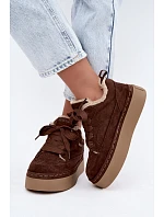 Šněrovací zimní boty na platformě Big Star model 22391274 hnědé - Big Star Shoes Šněrovací zimní boty na platformě Big Star model 22391274 hnědé - Big Star Shoes