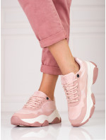 Krásné  tenisky růžové dámské bez podpatku