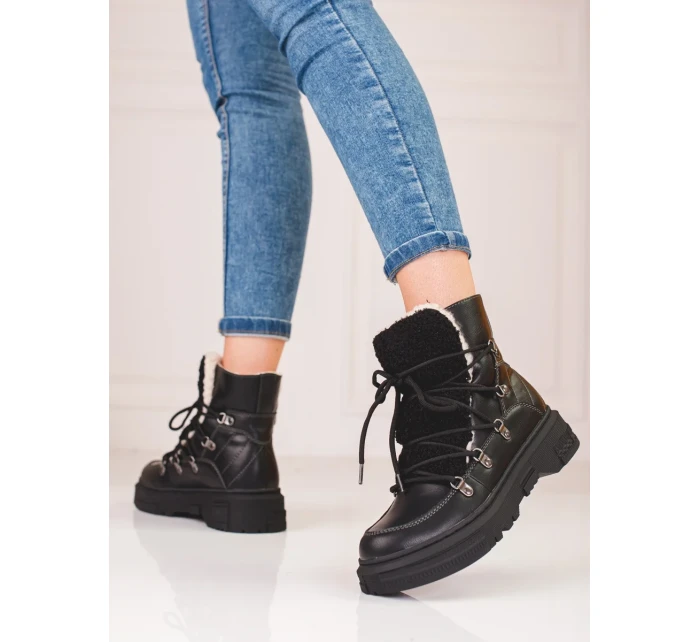 Trendy černé sněhule dámské bez podpatku Trendy černé sněhule dámské bez podpatku