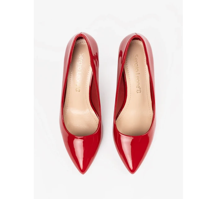 Pohodlné dámské  lodičky červené na jehlovém podpatku