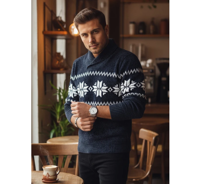 Pánský tmavě modrý svetr FashionStreet WX2272