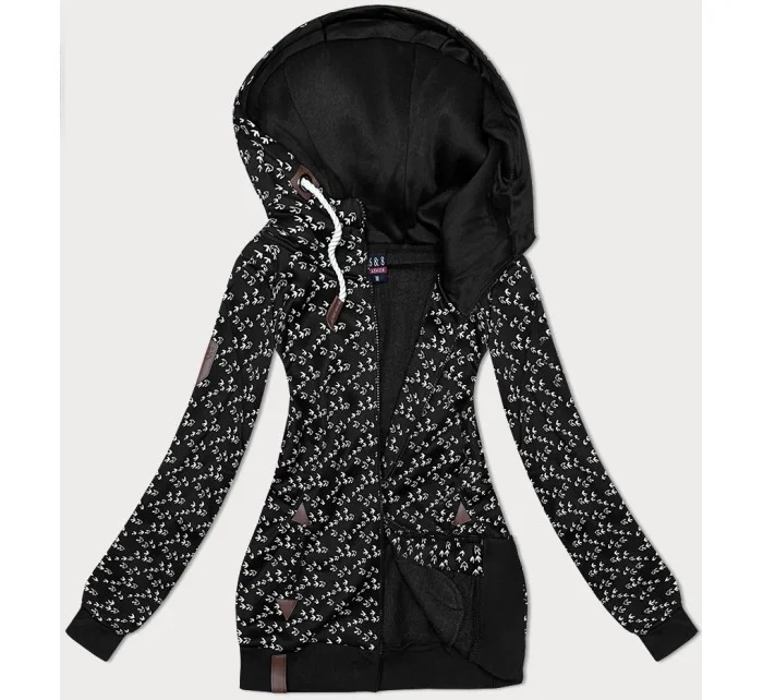 Černá sportovní mikina s kapucí a se vzorem model 21310448 - 6&8 Fashion
