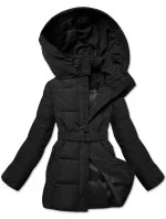 Černá vypasovaná zimní bunda s opaskem model 21248114 - Banna Černá vypasovaná zimní bunda s opaskem model 21248114 - Banna