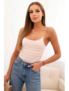 Dámská pruhovaná tílko v pudrově růžové barvě