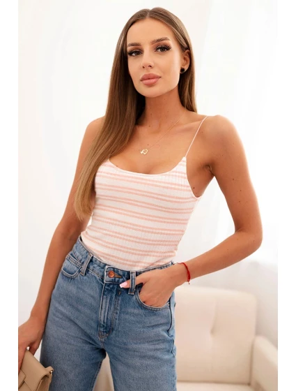 Dámská pruhovaná tílko v pudrově růžové barvě