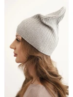 Dámská čepice s proužkem a ozdobným knoflíkem s přídavkem vlny a modalu šedá Dámská čepice s proužkem a ozdobným knoflíkem s přídavkem vlny a modalu šedá