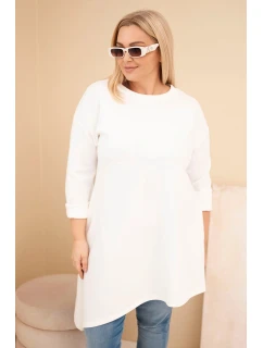 Dámské šaty Plus Size z viskózy s volným střihem a dlouhým rukávem ecru