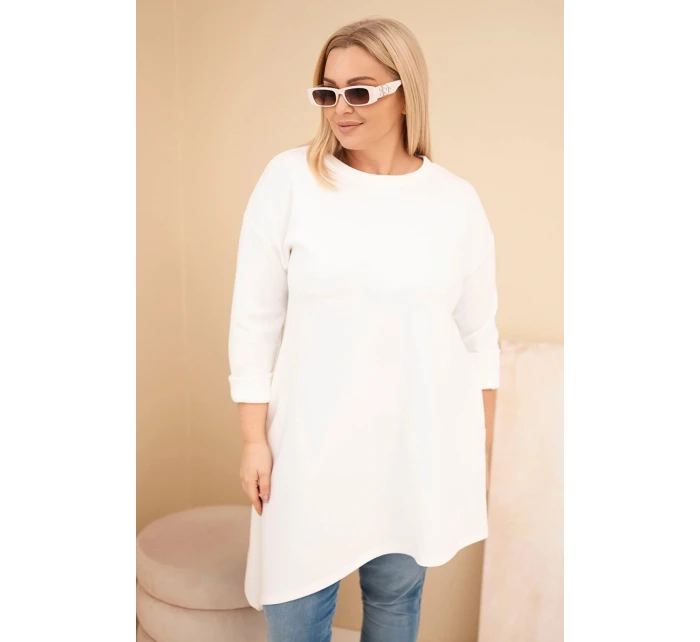 Dámské šaty Plus Size z viskózy s volným střihem a dlouhým rukávem ecru Dámské šaty Plus Size z viskózy s volným střihem a dlouhým rukávem ecru