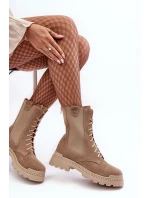 Dámské Vyšívané Kožené Boty Bežové Nicole 2836 Dámské Vyšívané Kožené Boty Bežové Nicole 2836