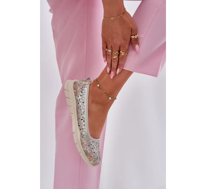 Kožené Lehké Baletky Zlaté model 21697017 - EVENTO