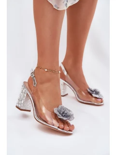Průhledné Sandály Na Podpatku S A Dekorací D&A Stříbrné model 21698346 - S.Barski