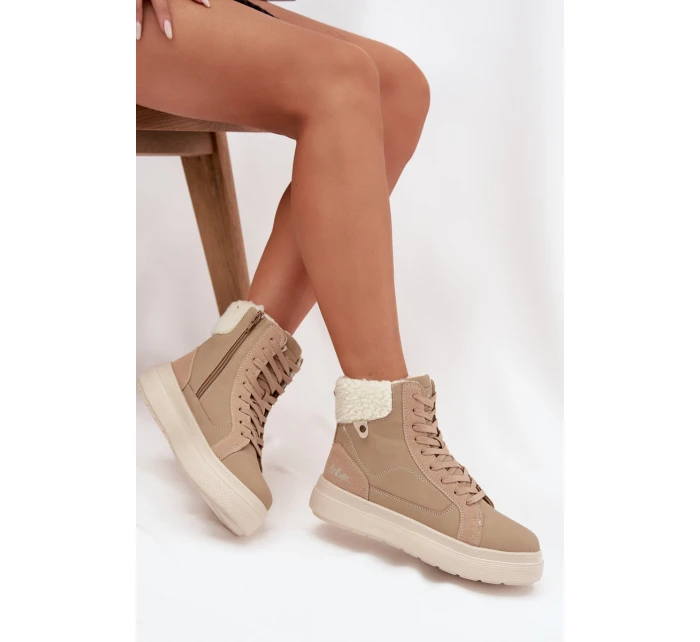 Dámské zimní boty s kožíškem Lee Cooper – béžové