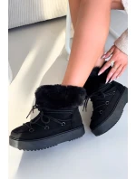 Dámské sněhule s kožíškem a šněrováním Sarivie – černé