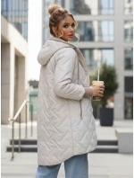 Dámská přechodná prošívaná bunda s prodlouženým střihem světle šedá TY5607