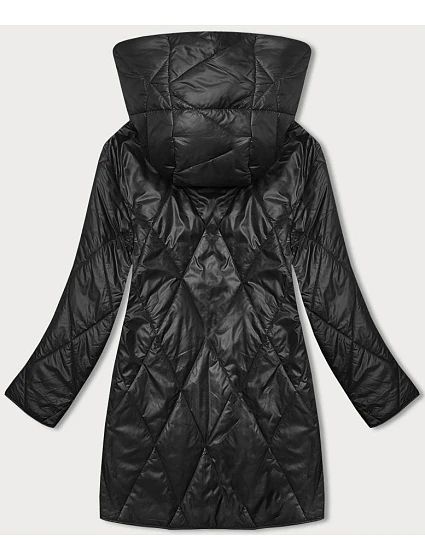 Černá dámská bunda s ozdobnou kapucí model 18844029 - S'WEST Černá dámská bunda s ozdobnou kapucí model 18844029 - S'WEST