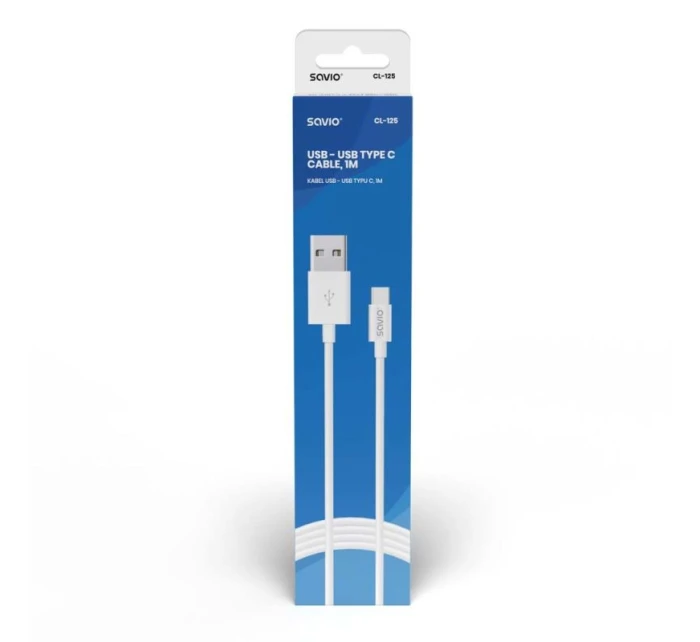 Kabel SAVIO CL-125 (USB typ C - USB 2.0 typ A ; 1m; bílá barva)