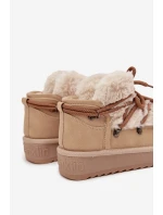 Dětské a mládežnické sněhule s kožešinou D Franklin DFSH370011 Béžové