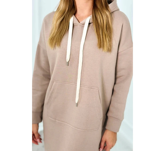 Dlouhé šaty s kapucí 9623 Tmávě béžová - K-Fashion Dlouhé šaty s kapucí 9623 Tmávě béžová - K-Fashion